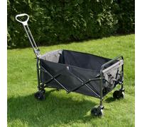 OHS Shopping Trolley on Wheels, Folding Wagon Portable Camping Cart Festival Trolley Collapsible Foldable Garden Camping Trolley with Handle for Outdoor Picnic Fishing, Black