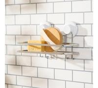 OHS Shower Caddy Bathroom Storage Shelf Suction Shower Caddy No Drilling Rustproof Metal Bathroom Shelf Removable Kitchen Storage Basket Holder for Shampoo Toiletries, Silver