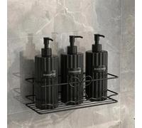 OHS Shower Caddy Suction Bow Rustproof Metal Shower Shelf No Drilling,Black | Wall Mounted Bathroom Suction Shelf Open Wire Quick Drain Rectangle Shampoo Holder Toiletries Kitchen Bathroom Accessories