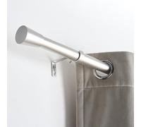 OHS Silver Curtain Pole for Eyelet Curtains 70 to 120cm, Extendable Curtain Pole 16mm Curtain Rod with Trumpet Finials Adjustable Metal Curtain Poles Brackets Included