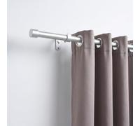 OHS Silver Curtain Pole Stopper Finials Metal 120-220 for Eyelet Curtains | Extendable Curtain Poles 16mm Curtain Rod with Brackets for Bedroom Kitchen Living Room Easy Installation