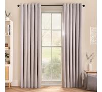 OHS Silver Eyelet Curtains Woven Texture, Decorative Lined Curtains for Summer Winter Blackout Long Curtains for Living Room Bedroom Soft Modern, 66x90