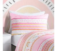 OHS Single Bedding Set Bright Rainbow, Soft Fabric, Vibrant Rainbow Design with Pink, Orange, Blue, Reversible Quilt Cover & 1 Pillowcase, Multi - Single Size