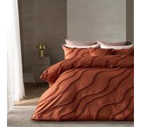 OHS Single Bedding Set, Super Soft Cosy Warm Elegant Tufted Contour Single Duvet Cover Set Stylish Comfy Easy Care Duvet Cover with Matching Pillowcase, Rust