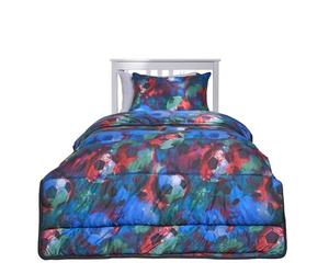 OHS Single Coverless Duvet 10.5 Tog, Soft Microfibre Fabric Vibrant Neon Football Themed Design Kids Coverless Duvet Comfortable Year Round Use Washable Single Bed Duvets & Pillowcase