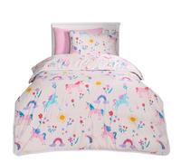 OHS Coverless 10.5 Tog Kids Duvet with Pillowcase, Unicorn Print Coverless Duvet Kids Reversible Washable Duvets Camping Sleepovers Travel Duvet Super Soft Comfy, Pink