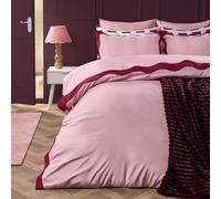 OHS Single Duvet Cover Set, Gifts for Women Super Soft Cosy Warm Microfibre Polyester Single Bedding with Scallop Edge Comfy Quilt Cover Set with Pillowcase, Blush/Burgundy