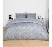 OHS Single Duvet Cover Set Isaac Geometric, Ultra Soft Cosy Fabric Luxurious Striking Geometric Design Modern Quilt Single Duvet Set with Matching Pillowcase, Grey