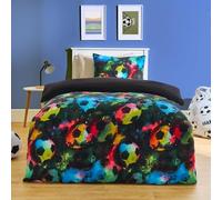 OHS Single Fleece Duver Cover, Super Soft Winter Warm Football Bedding for Boys Single Duvet Cover Set Cosy Comfy Kids Bedding Set with Pillowcase Football Gifts, Neon