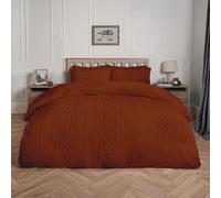 OHS Single Fleece Duvet Cover, Christmas Autumn Winter Bedding Set Ultra Soft Warm Cosy Cable Knit Fleece Sherpa Reversible Single Duvet Cover Set with Pillowcase, Rust