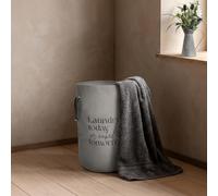 OHS Slogan Laundry Basket Bedroom Bathroom Storage, Grey - Collapsible | Slogan Laundry Basket Grey Metal/fabric Collapsible Bedroom Bathroom