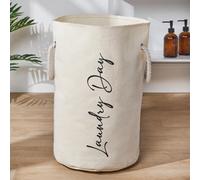 OHS Slogan Round Laundry Basket Hamper Bag With Rope Handles