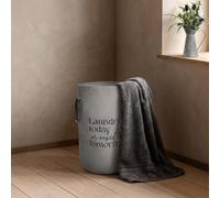 Ohs Slogan Round Laundry Basket Hamper Bag With Rope Handles - Grey