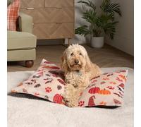 OHS Small Dog Bed Autumn Paw Print, Soft Warm Pet Bed for Small Dogs Cats Anti Slip Bottom Washable Dog Mat Mattress Anti-Anxiety Calming Puppy Pillow, Natural - 80 x 60cm