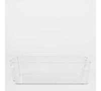 OHS Small Fridge Storage Tray Stackable Pull Out Organiser Clear Shelf Cupboard in White OHS White
