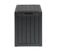 OHS Small Garden Storage Box, Parcel Box Weather-Resistant Fade Free Plastic Wood Effect Storage Boxes with Lids Indoor Outdoor Organiser for Garden Furniture Patio Cushions General Storages, Black