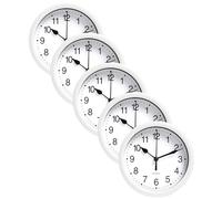 OHS Small Wall Clocks Battery Operated Set of 5, Wall Clock Round Modern 6 Inch Wall Clock for Home Office Bedroom Large Numbers Easy To Read, White