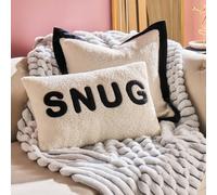 OHS Snug Slogan Soft Boucle Cushion Decorative Scatter Pillow, Monochrome in Cream | Size: 50 cm x 30 cm OHS Cream 50 cm x 30 cm