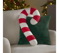 OHS Sofa Cushion Candy Cane Xmas Red Festive Filled Plump Plush Soft Fleece, 1 Pack