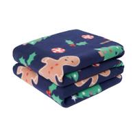 OHS Sofa Throw Blanket, Super Soft Warm Festive Gingerbread Man Design Bedroom Polar Fleece Throw Blanket Cosy Bedspread Fleece Throw for Christmas, Navy-120x150cm