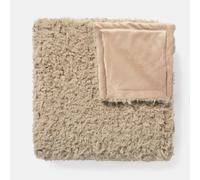 OHS Sofia Faux Fur Fleece Blanket, Super Soft Warm Fluffy Blanket for Bed Reversible Plush Velvet Single Bed Throws Lightweight Throws for Sofas Large, Mink - 120 x 150cm