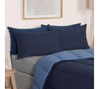 OHS Coverless Duvet Single 10.5 Tog - Microfibre Washable Reversible Quilted Travel Bedding, Super Soft Warm Comfy for Camping - Navy/Blue, BE002268