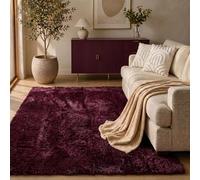 Sienna Shaggy Fluffy Rugs Living Room Small Anti Slip, Burgundy 80 x 150cm