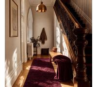 Sienna Fluffy Shaggy Rugs Living Room Hallway Runner Rug, Burgundy 60x150cm