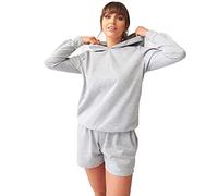 OHS Soft Jersey Comfortable Cosy Womens Casual Pull-Over Round Neckline Sweater Sweatshirt Loungewear Relaxed Snug Fit Hoodie, Grey - Large 14-16 UK