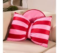 OHS Soft Striped Bow Shaped Decorative Scatter Cushion Back Support Pillow in Red | Size: 50 cm x 35 cm OHS Red 50 cm x 35 cm