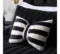 OHS Soft Striped Bow Shaped Decorative Scatter Cushion Back Support Pillow in White | Size: 50 cm x 35 cm OHS White 50 cm x 35 cm