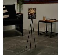 OHS Solar Floor Lamp Outdoor Garden, Black Metal Frame Weather-Resistant Solar Rechargeable Cordless Floor Lamp with Automatic Dusk Sensor Home Decor Freestanding Tall Lamp