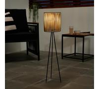 OHS Solar Floor Lamp Outdoor Garden, Grey String Frame Weather-Resistant Solar Rechargeable Cordless Floor Lamp with Automatic Dusk Sensor Tall Outdoor Freestanding Lamps for Patio Lawn