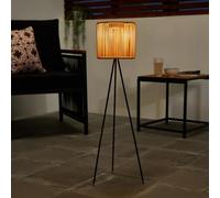 OHS Solar Floor Lamp Outdoor Garden, Natural String Frame Weather-Resistant Solar Rechargeable Cordless Floor Lamp with Automatic Dusk Sensor Tall Outdoor Freestanding Lamps for Patio Lawn