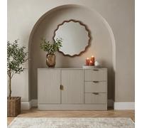 Ohs Solid Ribbed Sideboard Buffet Cabinet Cupboard Storage Unit