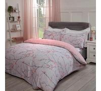Ohs Spring Blossoms Print Duvet Cover With Pillowcases, Blush - Double