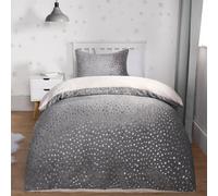 OHS Star Fleece Duvet Cover Bedding Set Metallic Foil Pillowcase Quilt - Single