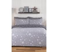 Dreamscene Toddler Bedding Set, Super Soft Warm Cosy Textured Star Design Cot Bedding for Girls Boys Stylish Reversible Junior Duvet Cover Set & Pillowcase - Silver/Grey
