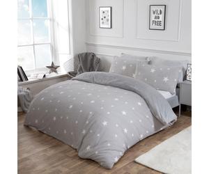 OHS Stars Teddy Fleece Duvet Cover with Pillowcase Soft Plush Bedding Set