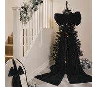 OHS Statement Velvet Christmas Bow Tree Topper Xmas Extra Large Décor in Black OHS Black