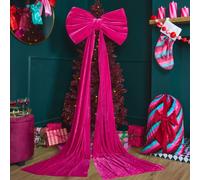 OHS Statement Velvet Christmas Bow Tree Topper Xmas Extra Large Décor in Bright Pink OHS Bright Pink