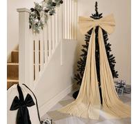 OHS Statement Velvet Christmas Bow Tree Topper Xmas Extra Large Décor in Cream OHS Cream