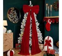 OHS Statement Velvet Christmas Bow Tree Topper Xmas Extra Large Décor in Red OHS Red