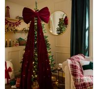 OHS Statement Velvet Christmas Tree Bow Large Tree Topper, Burgundy | Large Velvet Burgundy Statement Bow for Christmas Tree, Tree Topper or Wreath Styling, Ready To Use