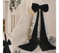OHS Statement Velvet Christmas Tree Bow Large Tree Topper Decoration, Black | Large Velvet Black Statement Bow for Christmas Tree, Tree Topper or Wreath Styling, Ready To Use