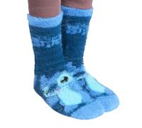 OHS Stitch Fluffy Socks, Official Licensed Disney Stitch Fleece Novelty Socks for Kids Teenagers Ultra Soft Cosy Comfy Warm Winter Fuzzy Bed Sock Stitch Gifts for Girls, Blue - 3 Pairs