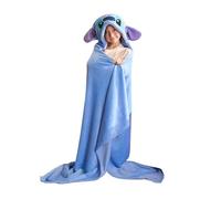 OHS Stitch Hooded Blanket, Cosy Soft Warm Fleece Snuggle Hoodie Kids Oversized Blanket Hoodie Winter Christmas Gifts for Kids Boys Girls, Blue - 125 x 100cm
