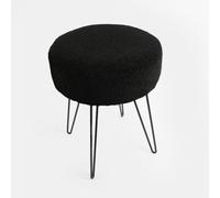 OHS Stool Boucle Fleece Chair Dressing Table Vanity Seat Pouffe Home, Black