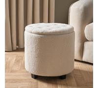 OHS Stool Storage Ottoman Boucle Fleece Vanity Seat Soft Foot Rest Pouffe Home Chair