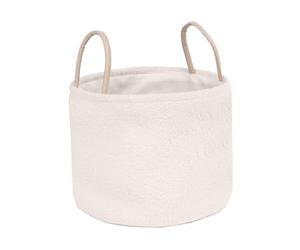 OHS Storage Baskets Boucle, Home Small Baskets for Storage Toys Laundry Blankets Bathroom Living Room Basket Storage with Handles Compact Foldable, Cream
